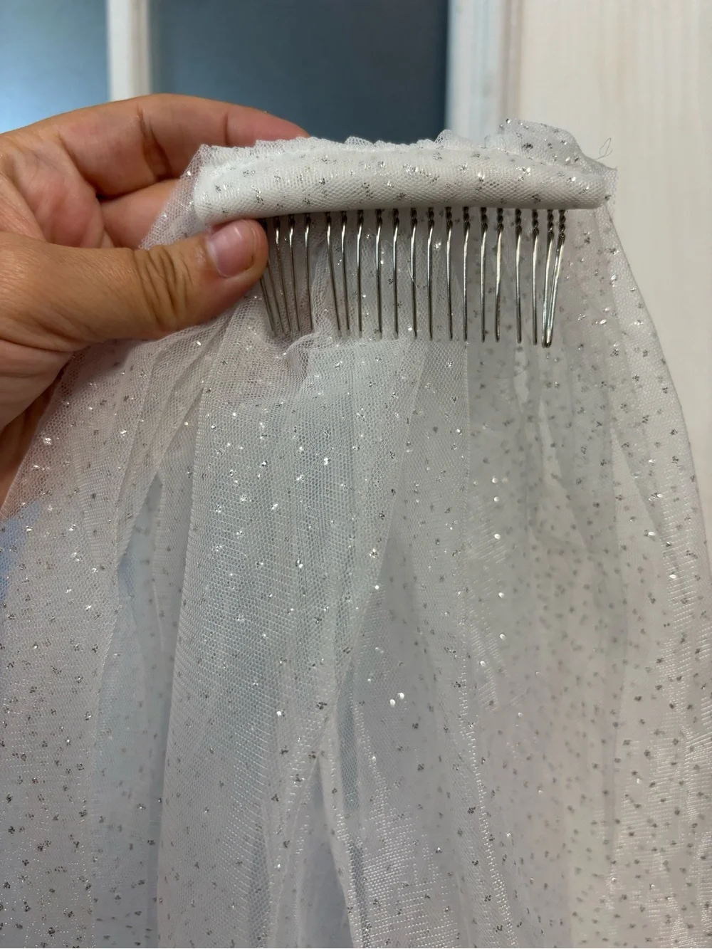 Sheer White Sparkle Tulle Veil